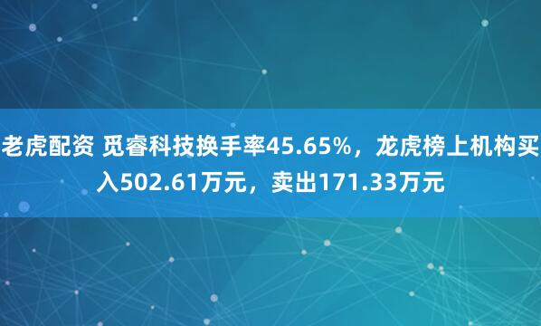 老虎配资 觅睿科技换手率45.65%，龙虎榜上机构买入502.61万元，卖出171.33万元